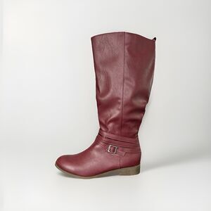 Journee Collection Ivie Women's Extra Wide Calf Knee High Boots Wine Size 8.5 M